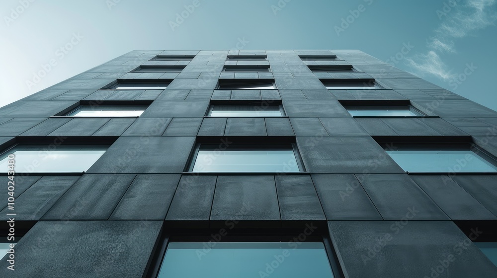Poster minimalist building exterior with unique light patterns