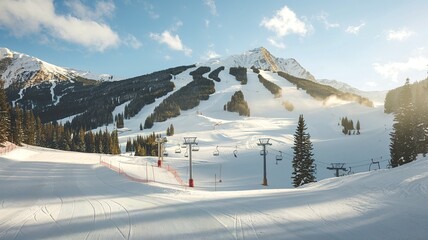 A breathtaking winter scene at a ski resort