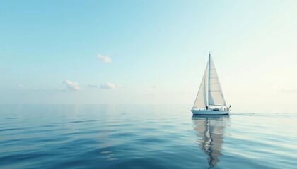 Fototapeta premium Sailing into the horizon a serene escape