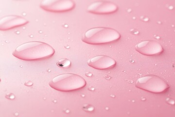 Close-up shot of water droplets on a pink surface