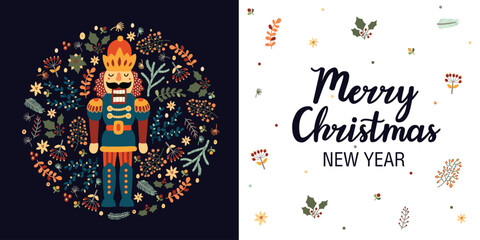  Happy New Year Nutcrackers . Poster. Christmas illustration. Interior poster.   © vyazovskaya