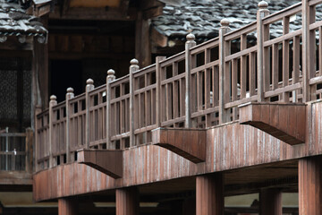 old wooden bridge in the park
