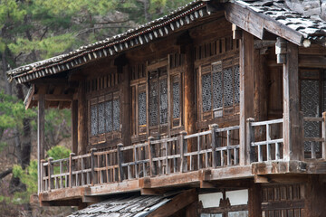 exterior of the old wooden building