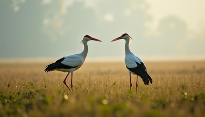 Obraz premium Elegant birds in serene setting