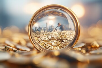 Exploring the wonder of gears and cityscapes through a crystal lens