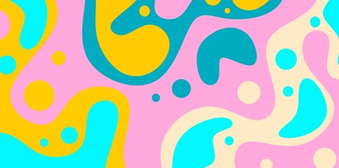 Colorful doodle shape seamless pattern, Abstract colorful liquid background 