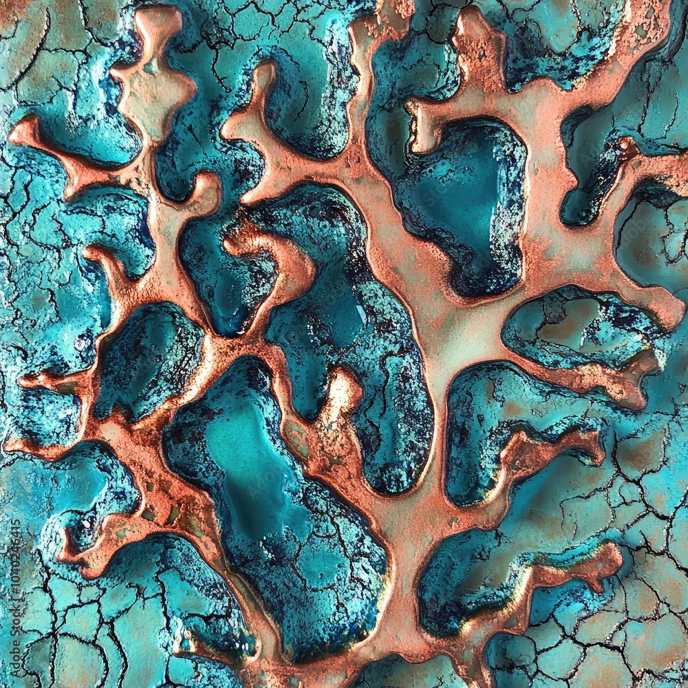 Wall mural a vibrant abstract pattern depicting fluid forms and blue hues, creating a captivating visual effect