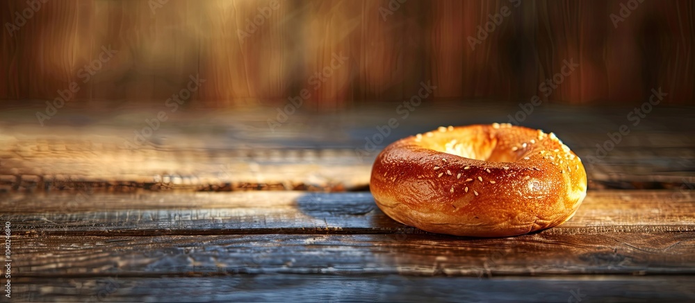 Poster bagel on table with copy space image