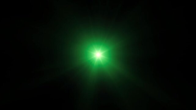 Green loop Optical lens flare realistic effect animation. Sun, heaven rays light