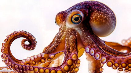Fototapeta premium An octopus isolated on a white background.