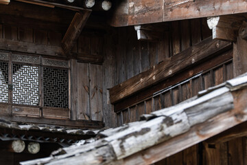 exterior of the old wooden building