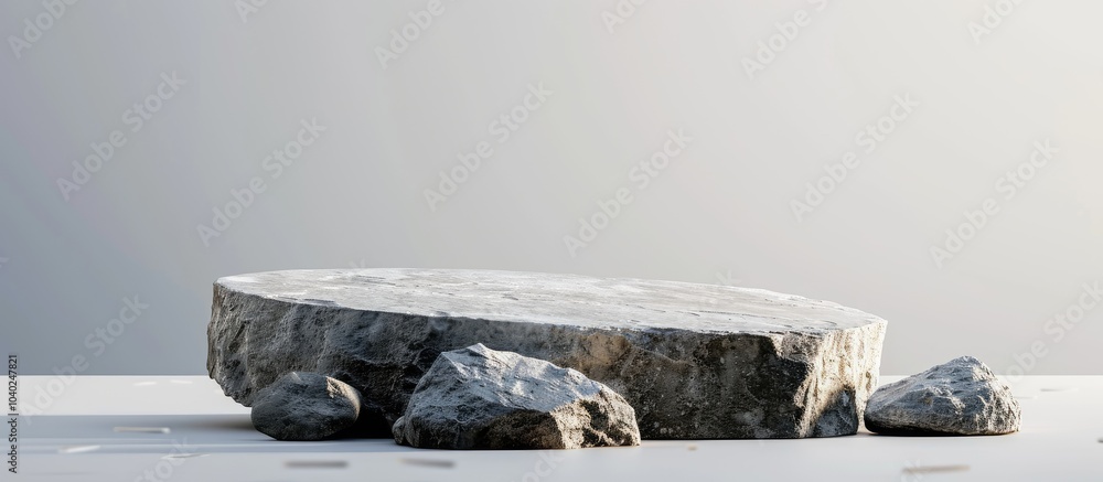 Poster stone podium with copy space image for displaying cosmetic products promotions and showcasing items 
