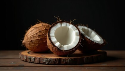  Freshly cracked coconuts ready to enjoy