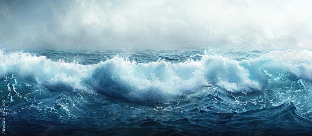 Poster stunning ocean waves with a copy space image
