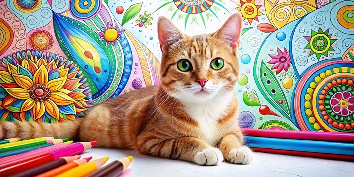 Simple Cat Coloring Page for Kids Relaxation - Fun and Creative Activity for Children