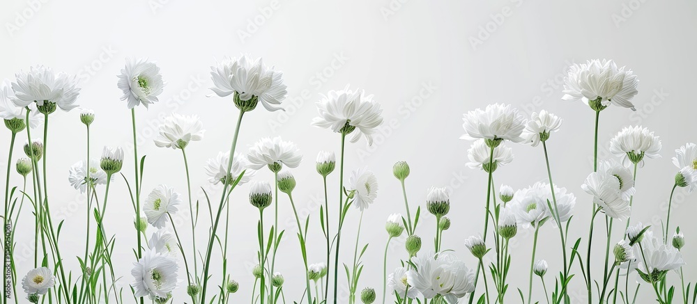 Canvas Prints white cornflowers against a blank background with copy space image