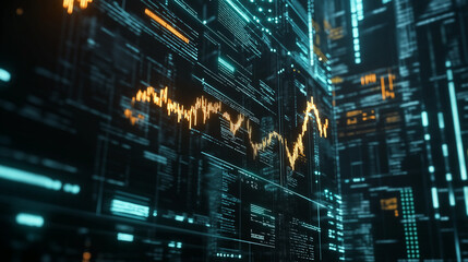 Fototapeta premium Futuristic Digital Financial Data Visualization with Glowing Stock Market Graph on Abstract Technology Background