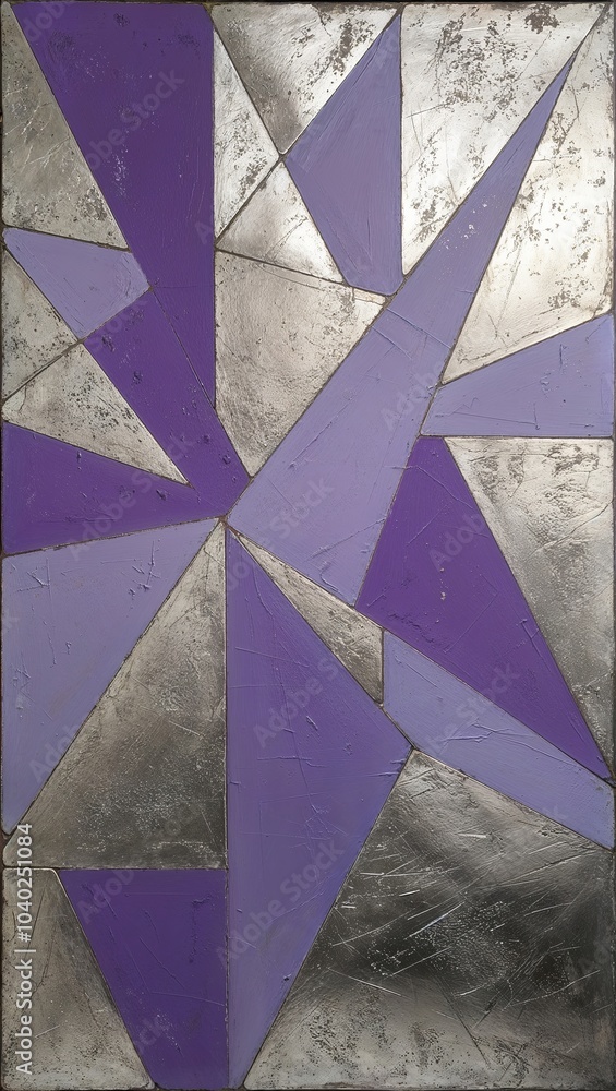 Poster Silver and Purple Geometric Pattern