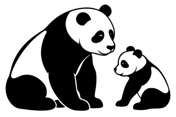 mother and baby panda silhouette, a heart touching design