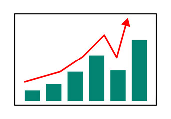 Chart graph growing up, movement, growth, progress, leap economy and business icon sign and symbol vector illustration.