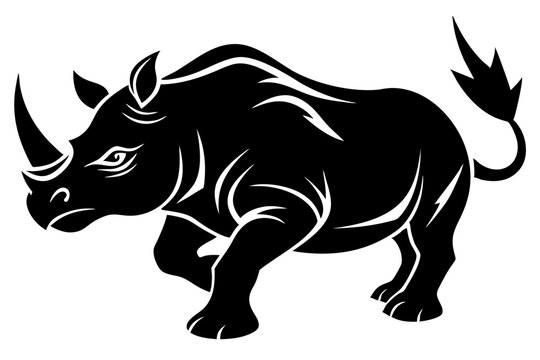 recommend clip art: rhino charging silhouette vector