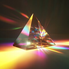 Fototapeta premium Prism casting vibrant spectrum light in dark space.