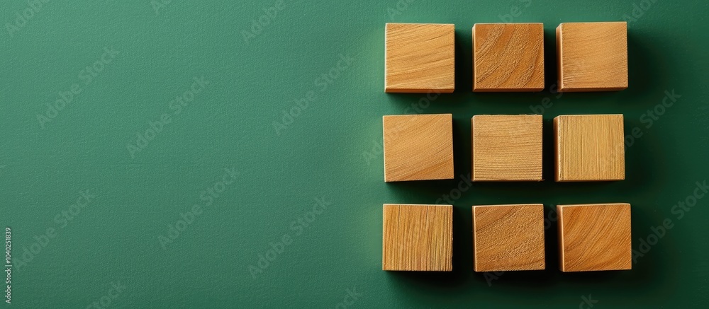 Poster a conceptual symbol for following guidelines displayed on wooden blocks against a green background w