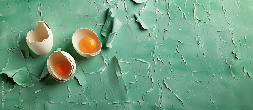 Poster conceptual representation of high cholesterol message on torn paper against a green backdrop featuri