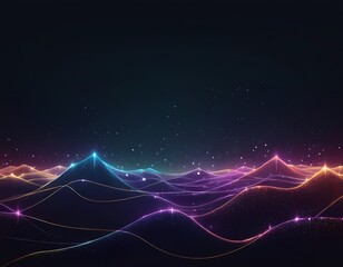 Abstract digital wave dots patterns in colorful tones against a dark background a modern design