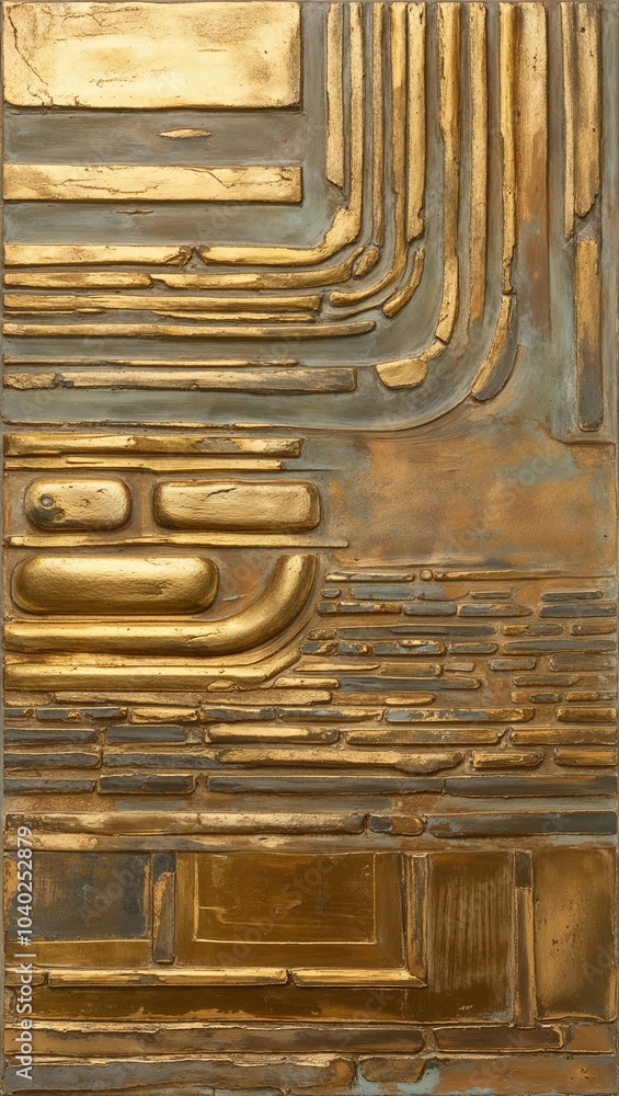 Poster Gold and Gray Geometric Relief