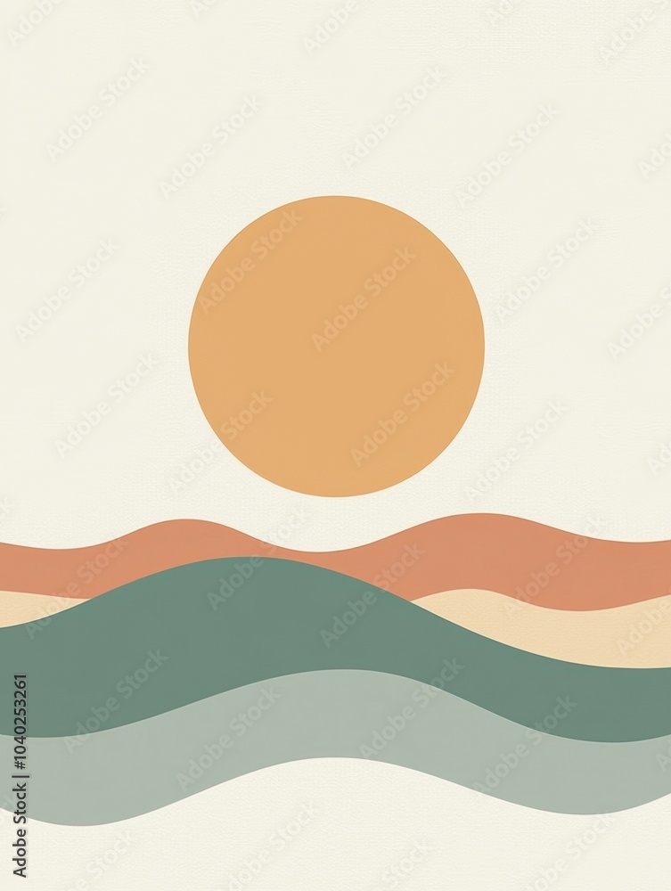 Poster a peaceful sunrise emerges over smooth waves, creating a vibrant atmosphere ideal for beach lovers s