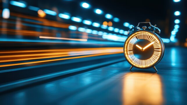 Spinning Clock with Hands Illustrating Speed and Time