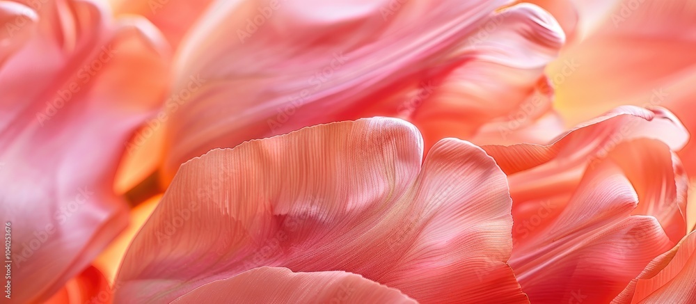 Poster delicate pink tulip petals in macro photography creating an abstract natural background with copy sp