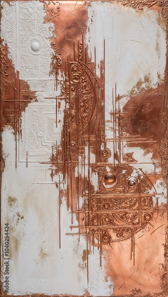 Poster Copper and White Abstract Art