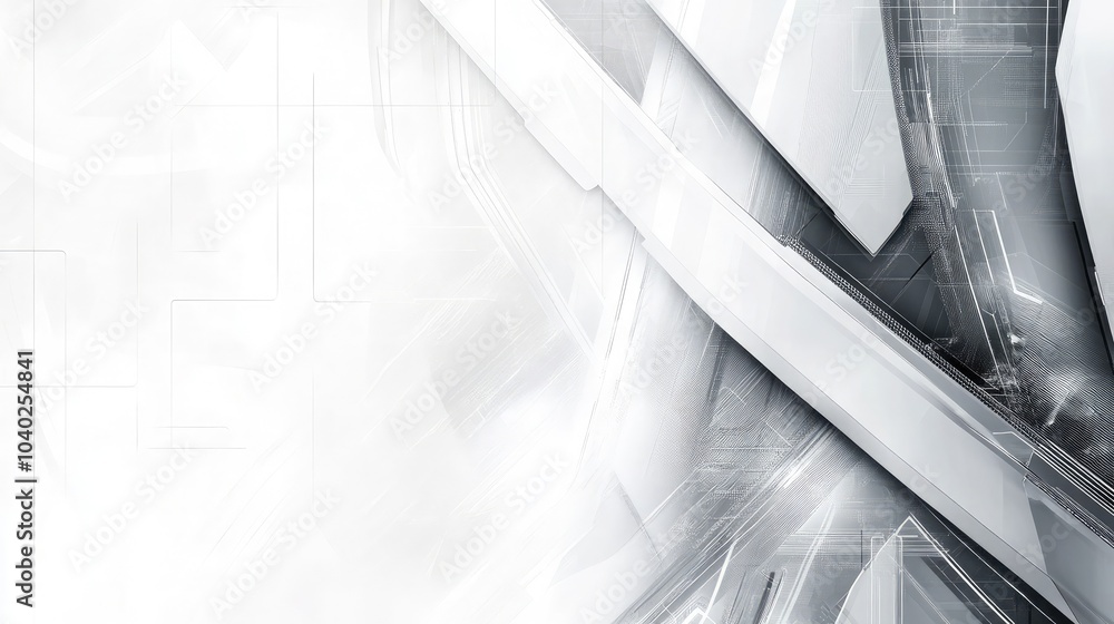 Poster hi-tech background with abstract grey and white elements, space for text