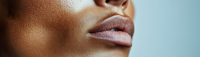 Closeup of Woman s Lips  Soft Skin  Natural Beauty  Pink Lipstick