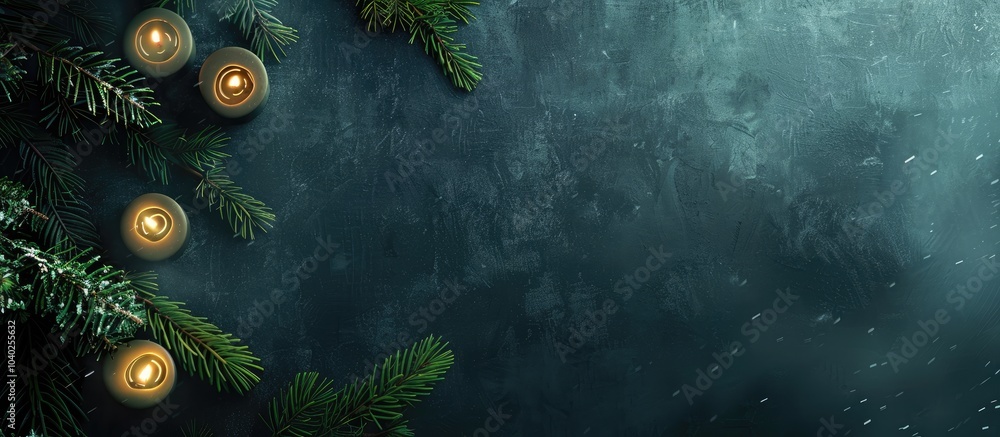 Poster festive layout for a christmas greeting card featuring a fir branch with candles allowing for additi