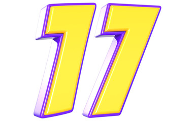 17 Number 3D Yellow And Purpale