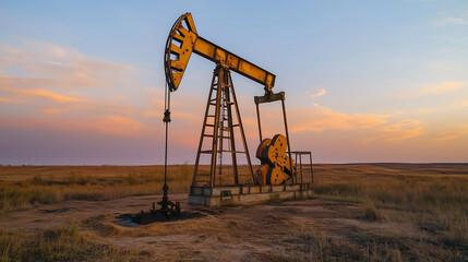 Oil drilling derricks at desert oilfield.. Oil pump oil rig energy industrial machine. Generative AI.