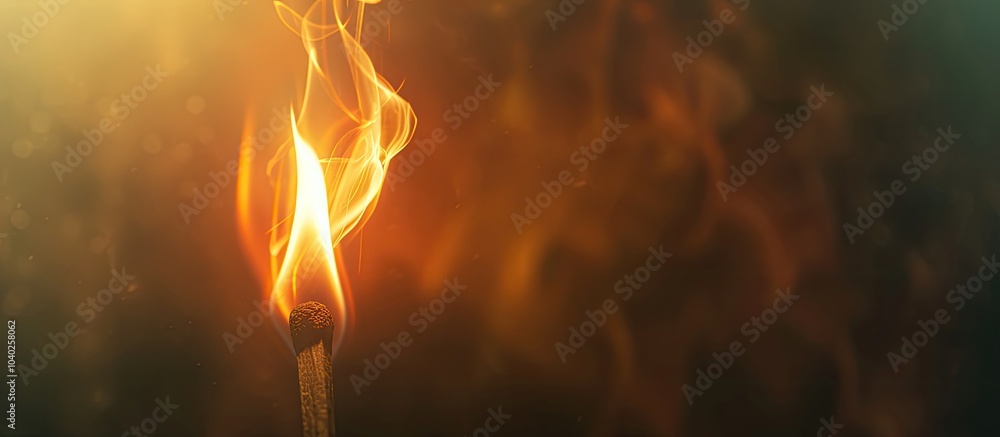 Poster focused on a burning match flame in a copy space image