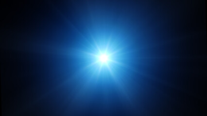 Obraz premium Blue Light flashes of light. Star and flare explosion, rays effect.