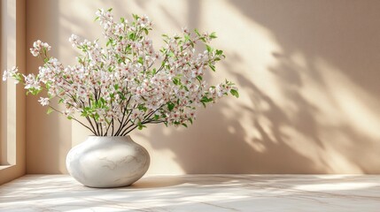 Fototapeta premium Elegant floral arrangement in a stylish vase with soft lighting