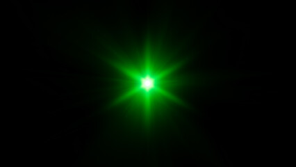 Shining green star. Bright abstract star. Cold green magic explosion.
