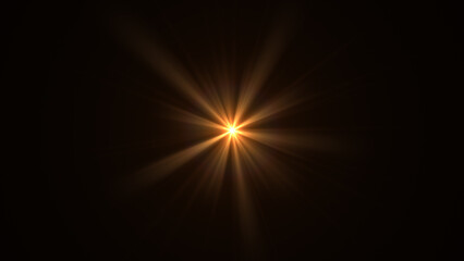 Orange Optical flares on black background, sun shines, high resolution