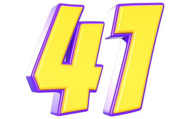 Obraz premium 41 Number 3D Yellow And Purpale