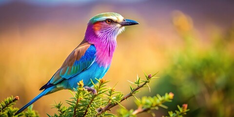 Naklejka premium Aerial photography of lilac breasted roller in savanna