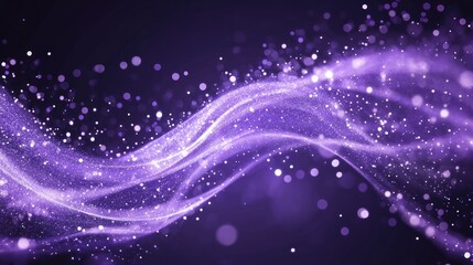 Obraz premium Digital purple particles wave and light abstract background