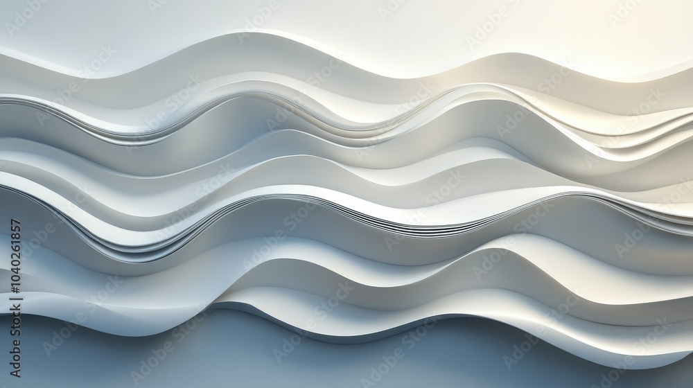 Aufkleber Three dimensional render of wavy pattern. waves abstract background texture