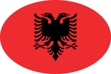 Oval shaped national flag of the European country of ALBANIA