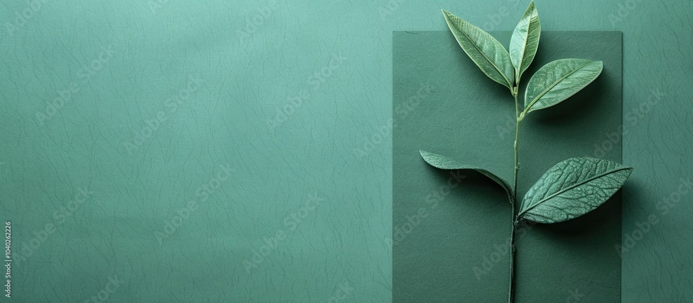 Poster minimal mood board mockup featuring green textured paper notes on a green background creating a calm